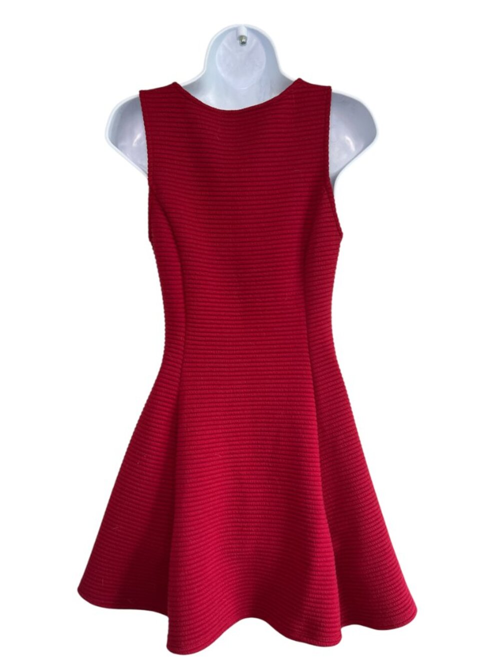 Red Ribbed Skater Dress - Picture 2 of 5